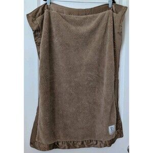 Little Giraffe Chocolate Brown Damask Velvet Chenille Satin Baby Blanket 29x35"